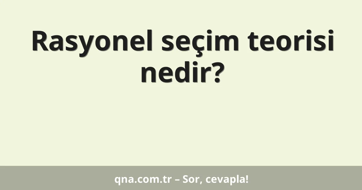 Rasyonel seçim teorisi nedir?