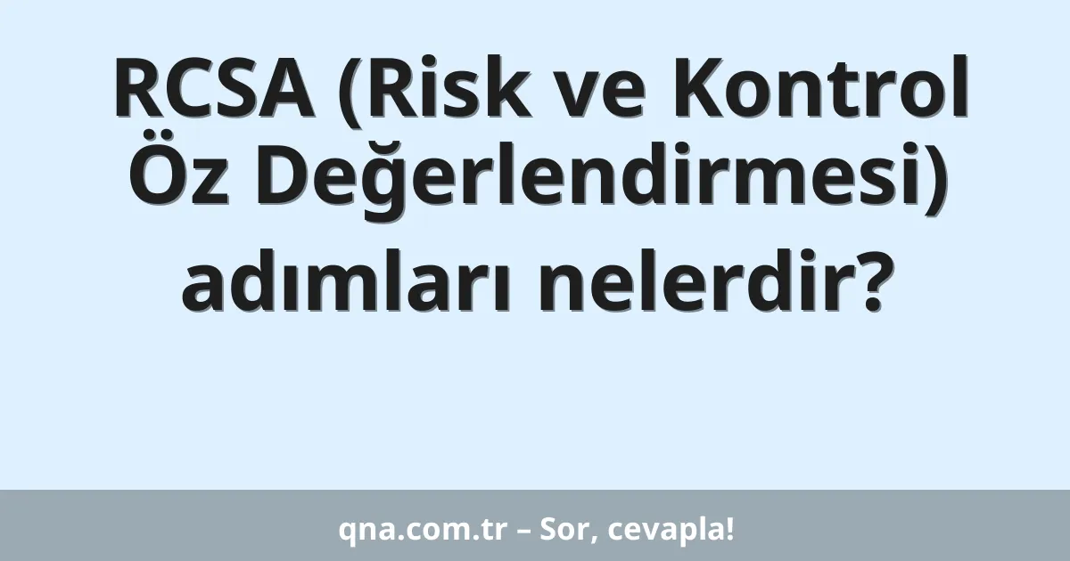 RCSA (Risk ve Kontrol Öz Değerlendirmesi) adımları nelerdir?