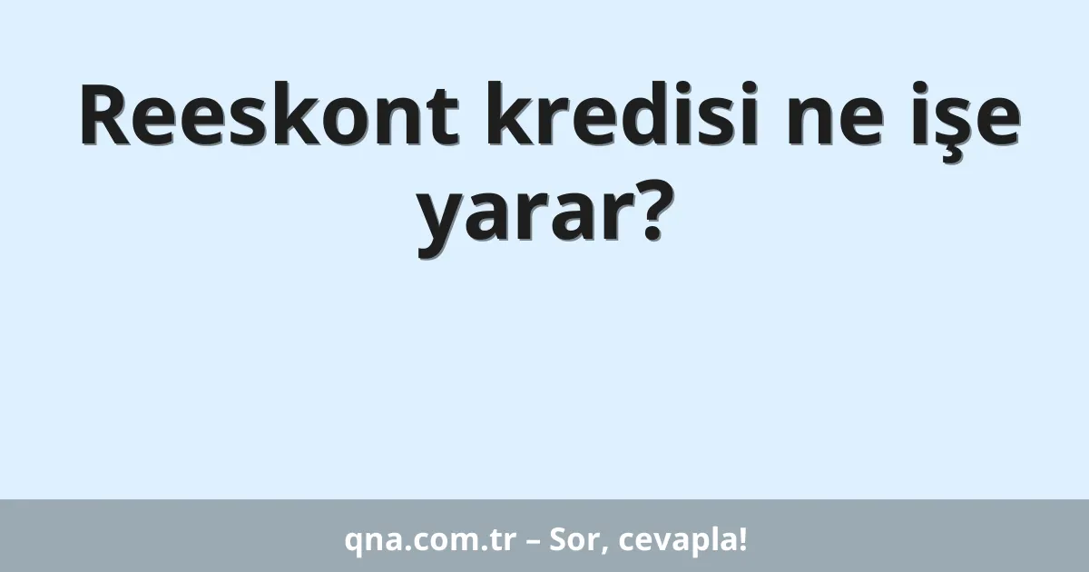 Reeskont kredisi ne işe yarar?