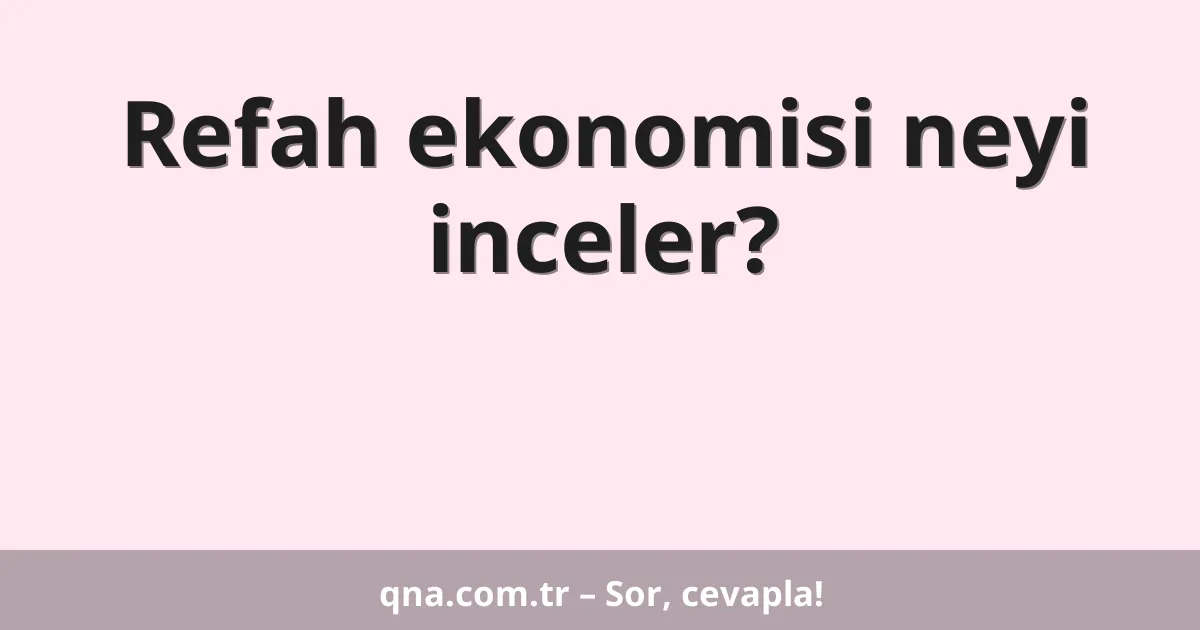 Refah ekonomisi neyi inceler?