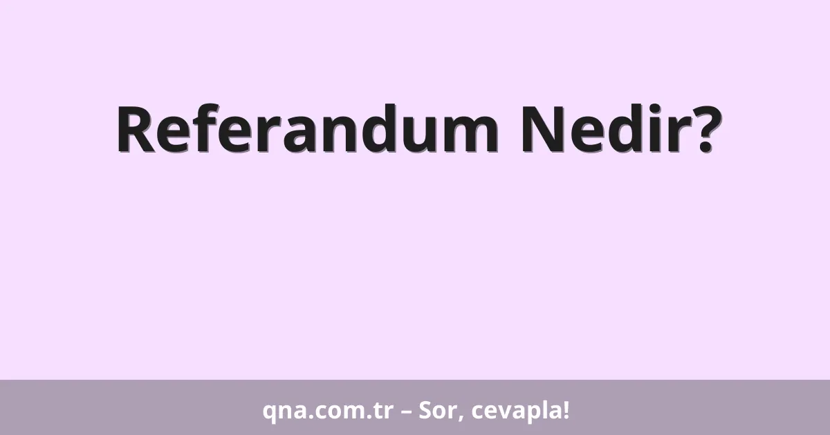Referandum Nedir?