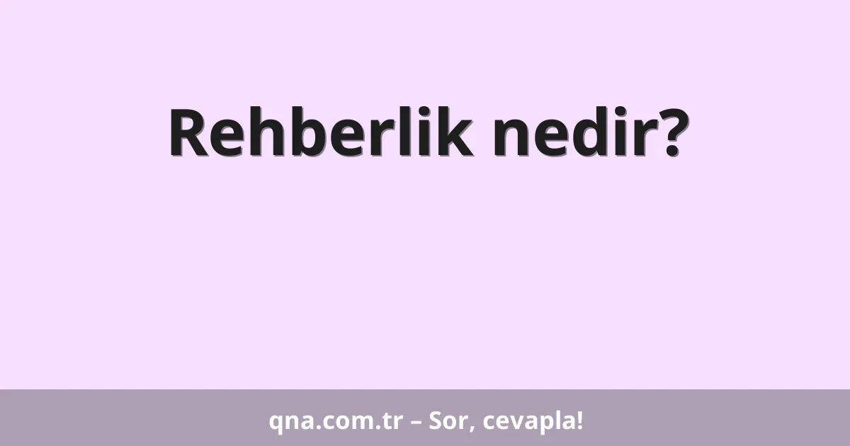 Rehberlik nedir?