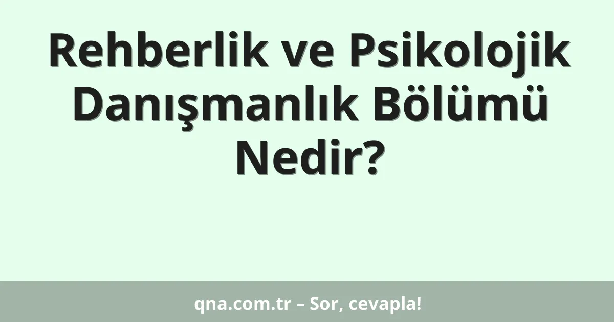 Rehberlik ve Psikolojik Danışmanlık Bölümü Nedir?