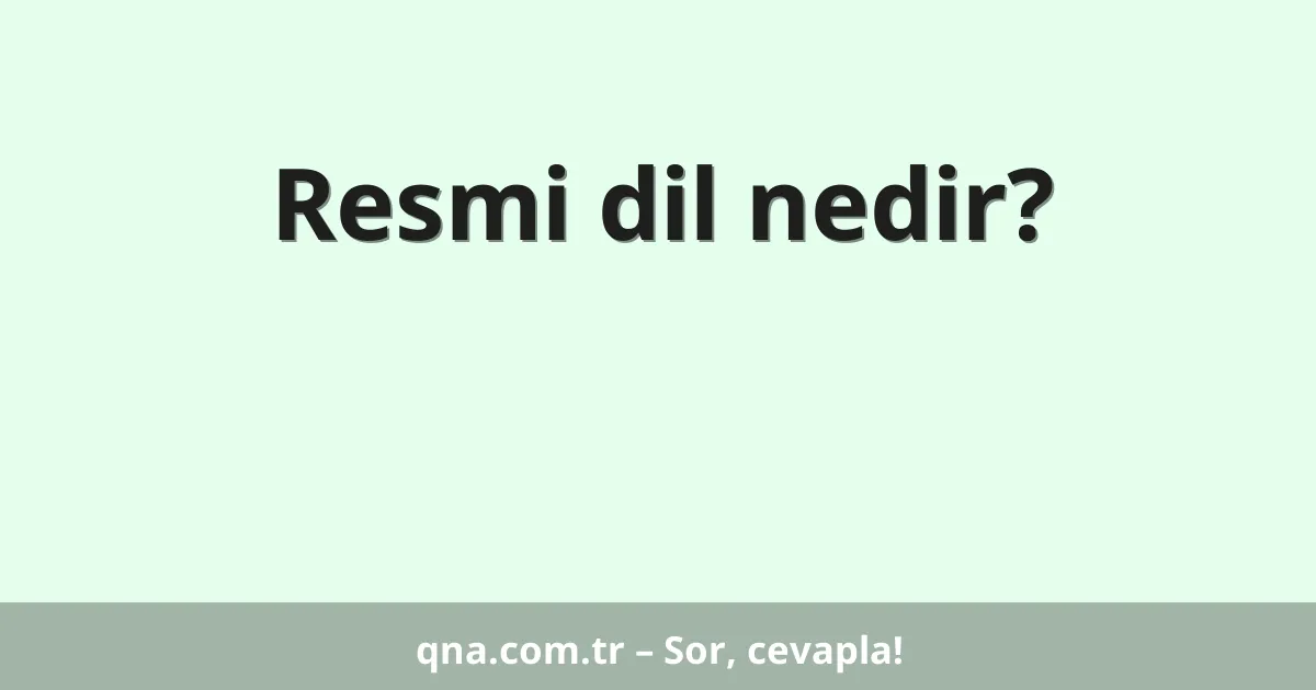 Resmi dil nedir?