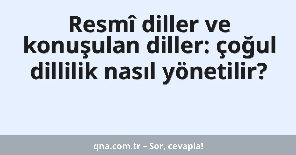 Resmî diller ve konuşulan diller: çoğul dillilik nasıl yönetilir?