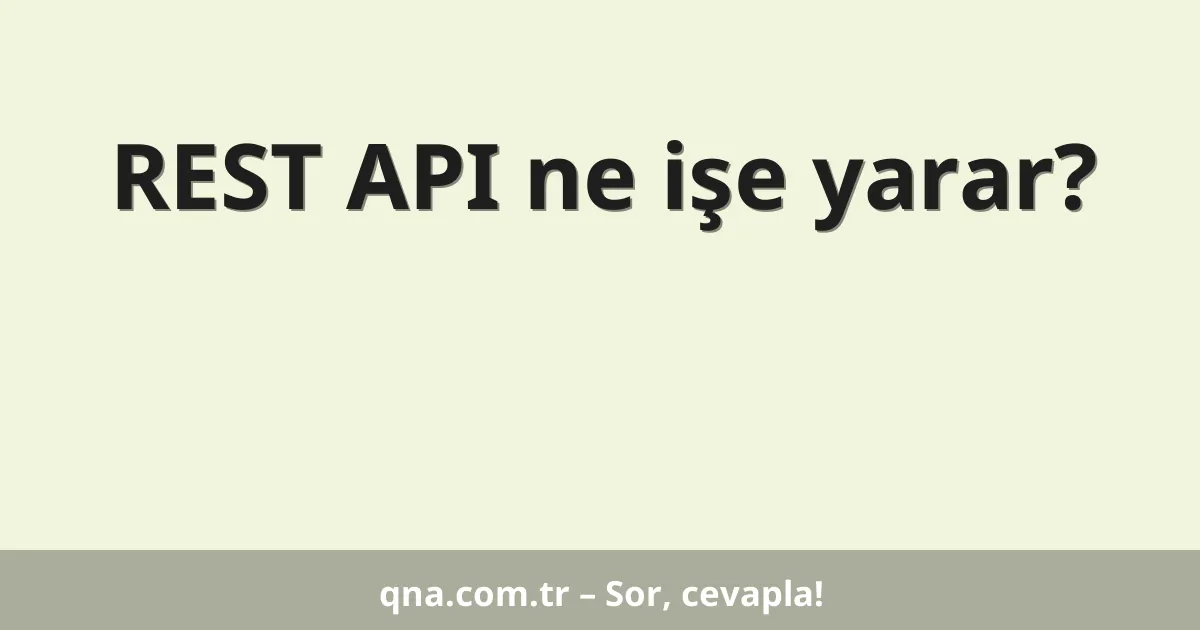REST API ne işe yarar?