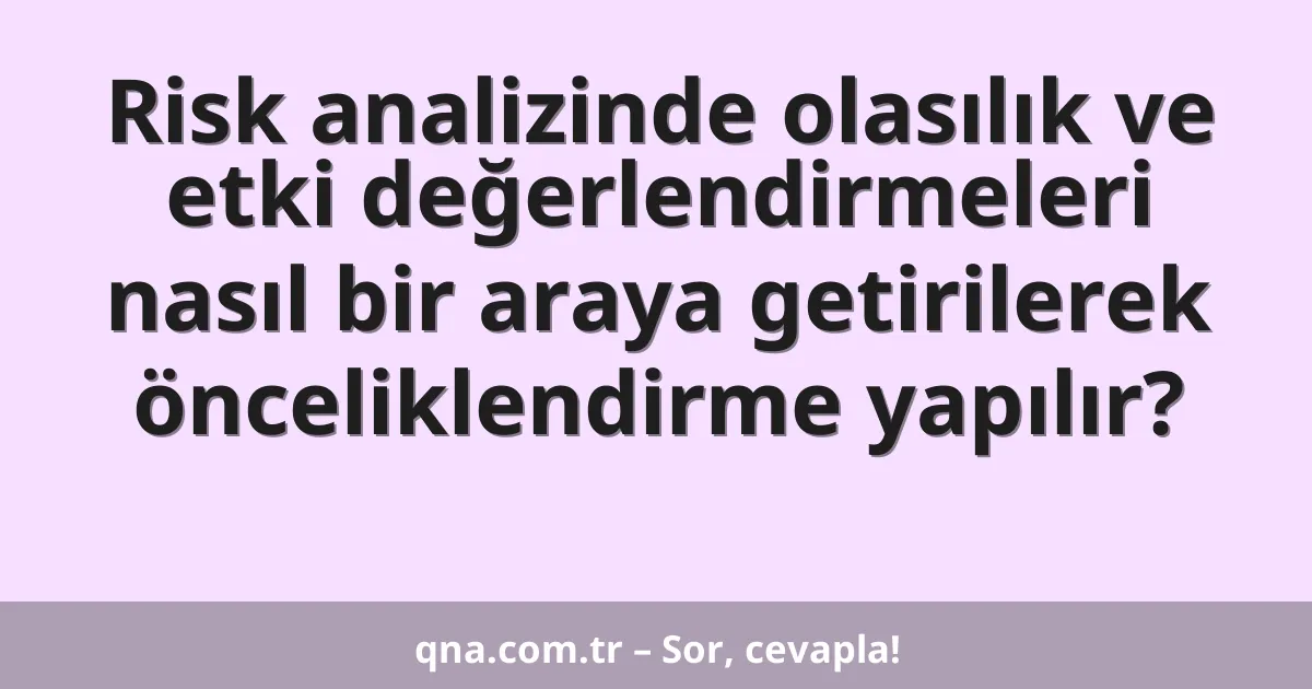 Risk analizinde olasılık ve etki değerlendirmeleri nasıl bir araya getirilerek önceliklendirme yapılır?