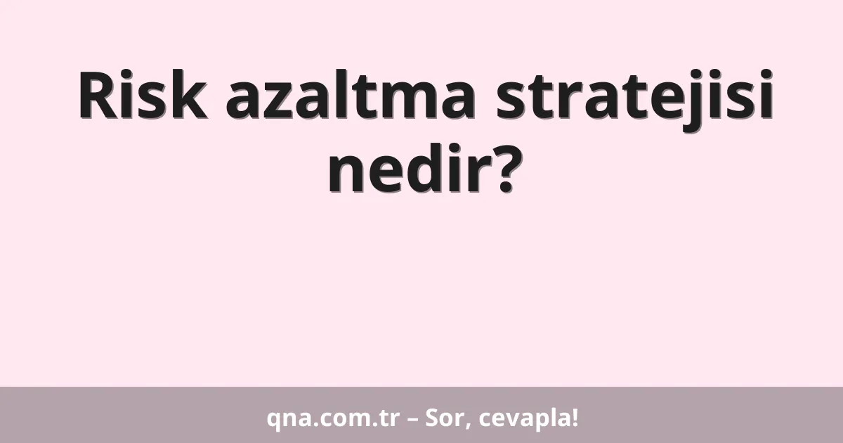 Risk azaltma stratejisi nedir?