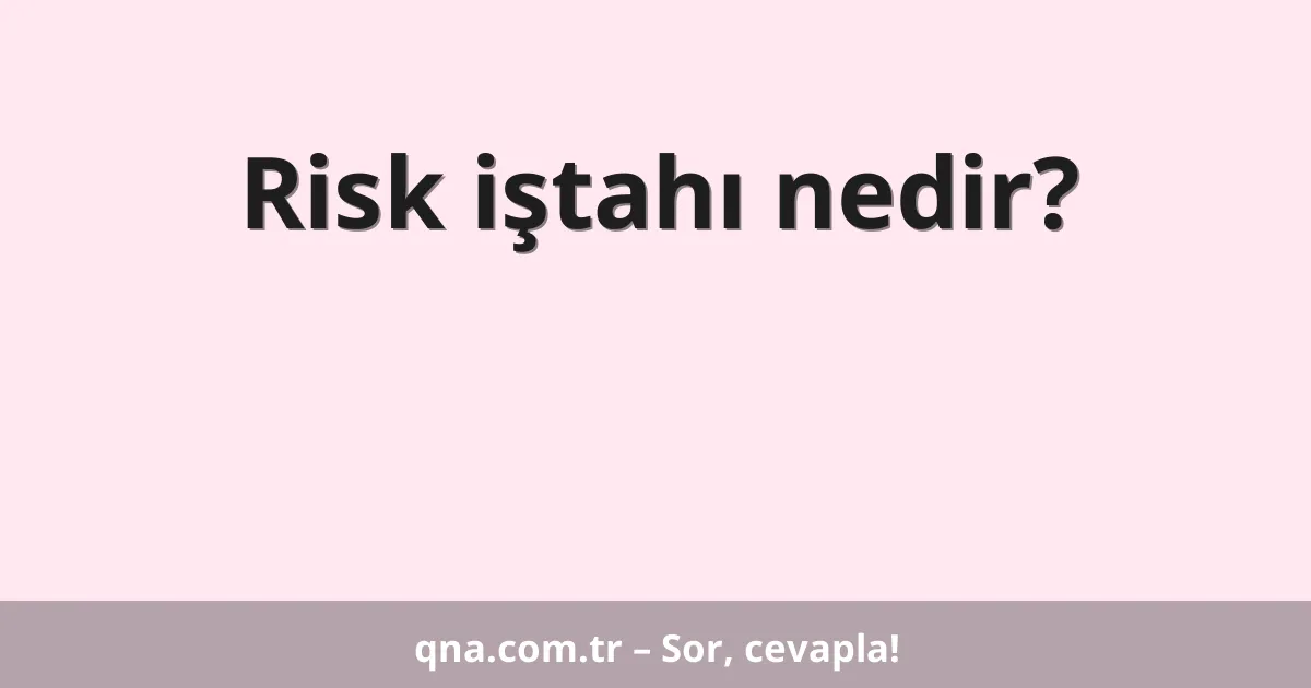 Risk iştahı nedir?