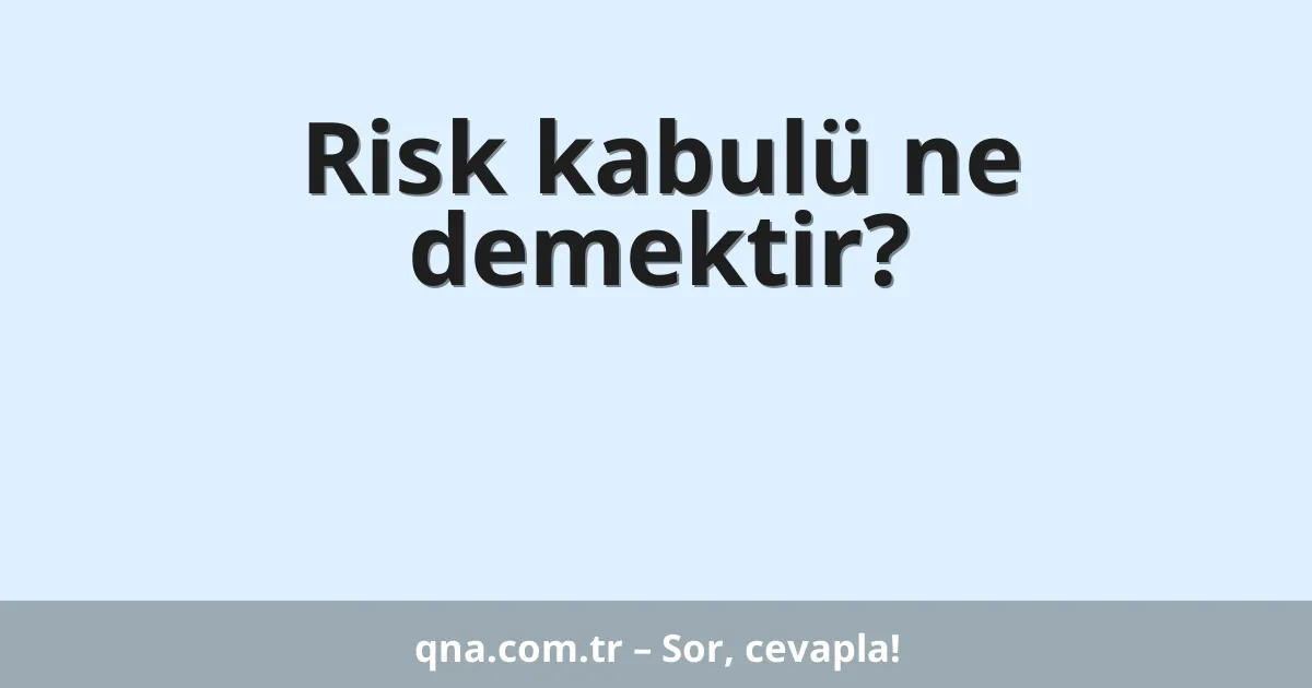 Risk kabulü ne demektir?