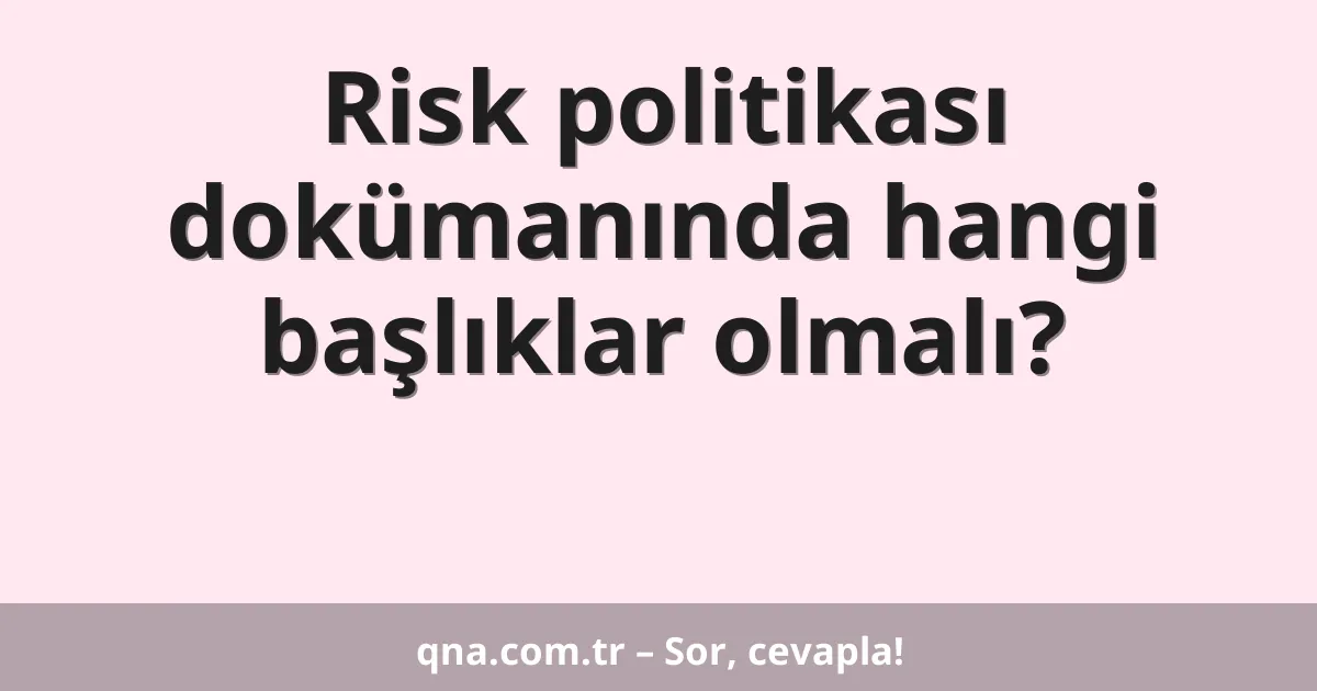 Risk politikası dokümanında hangi başlıklar olmalı?
