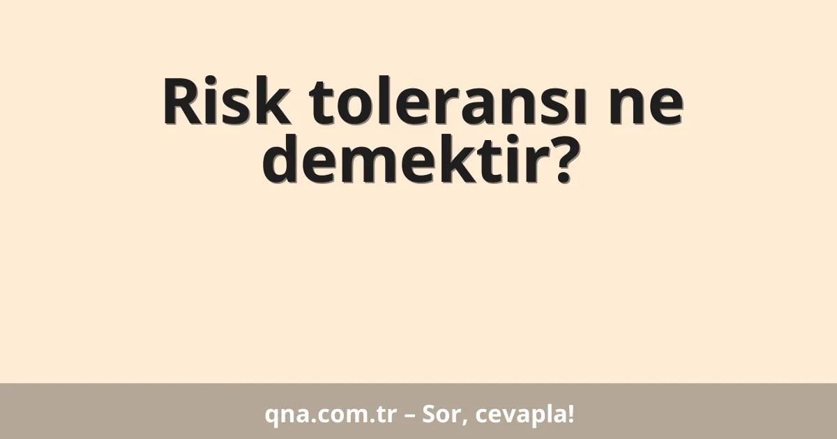 Risk toleransı ne demektir?
