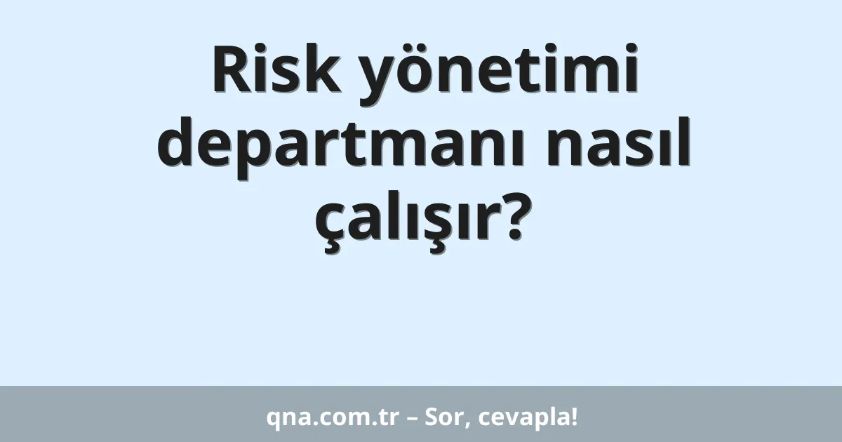 Risk yönetimi departmanı nasıl çalışır?