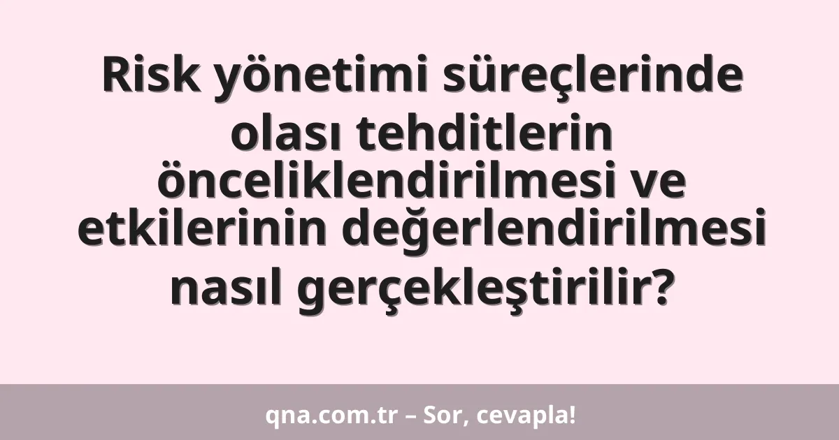 Risk yönetimi süreçlerinde olası tehditlerin önceliklendirilmesi ve etkilerinin değerlendirilmesi nasıl gerçekleştirilir?