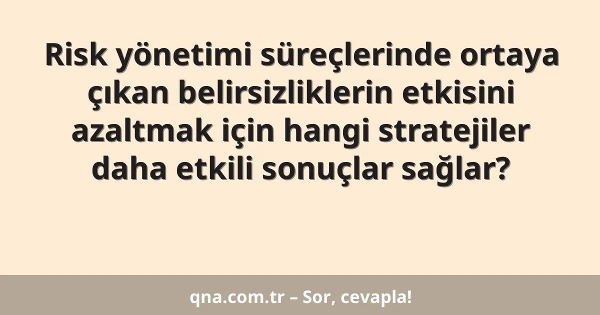 Risk yönetimi süreçlerinde ortaya çıkan belirsizliklerin etkisini azaltmak için hangi stratejiler daha etkili sonuçlar sağlar?