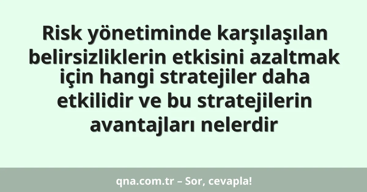 Risk yönetiminde karşılaşılan belirsizliklerin etkisini azaltmak için hangi stratejiler daha etkilidir ve bu stratejilerin avantajları nelerdir