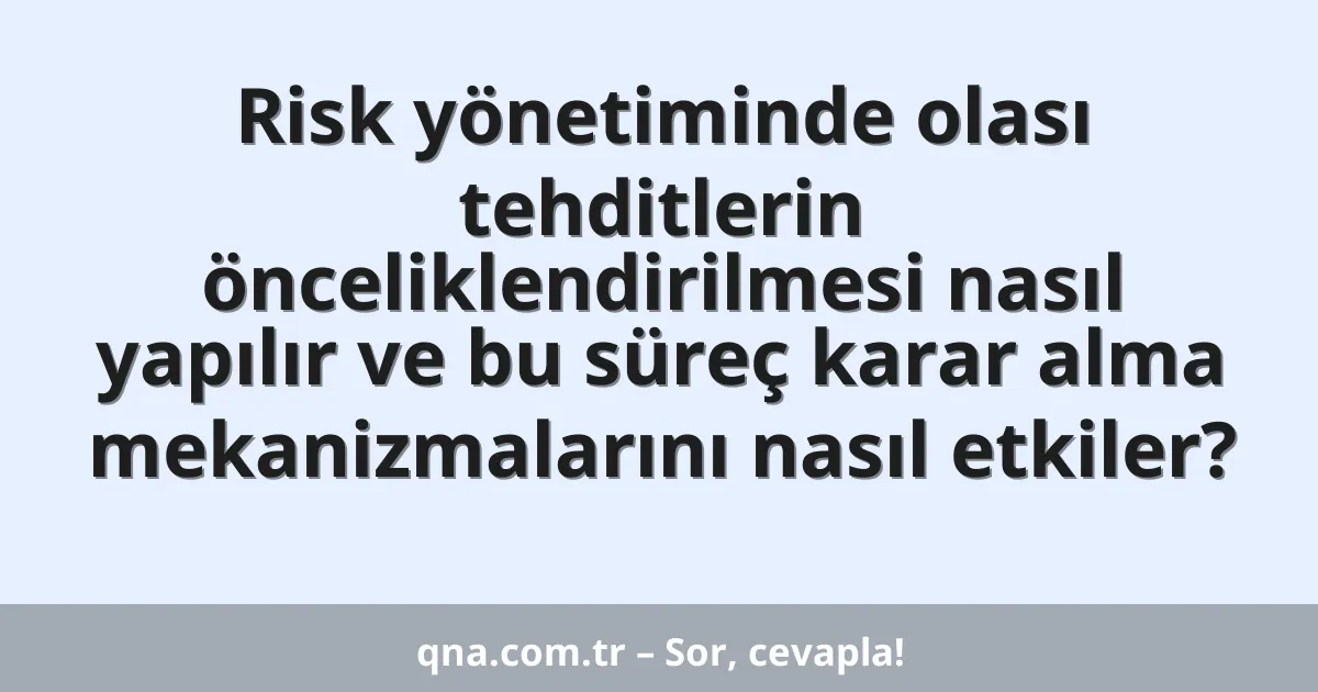 Risk yönetiminde olası tehditlerin önceliklendirilmesi nasıl yapılır ve bu süreç karar alma mekanizmalarını nasıl etkiler?