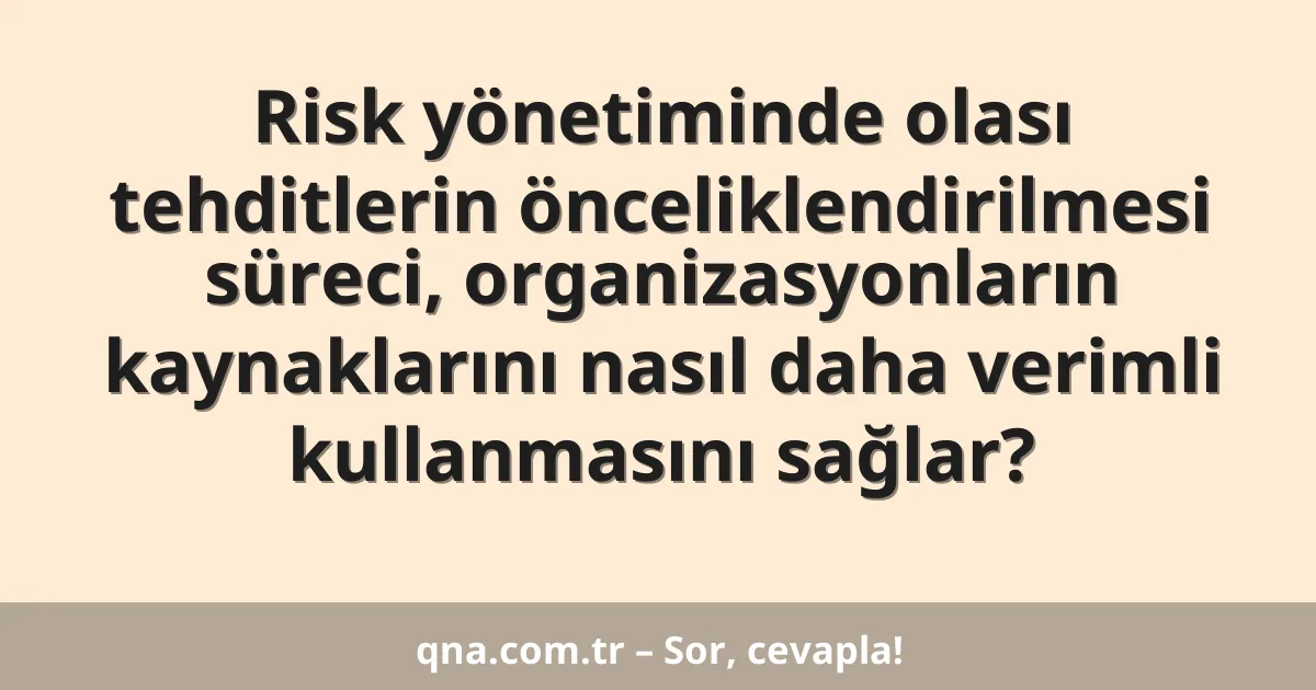 Risk yönetiminde olası tehditlerin önceliklendirilmesi süreci, organizasyonların kaynaklarını nasıl daha verimli kullanmasını sağlar?