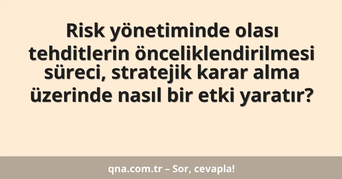 Risk yönetiminde olası tehditlerin önceliklendirilmesi süreci, stratejik karar alma üzerinde nasıl bir etki yaratır?