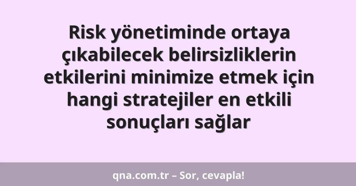 Risk yönetiminde ortaya çıkabilecek belirsizliklerin etkilerini minimize etmek için hangi stratejiler en etkili sonuçları sağlar