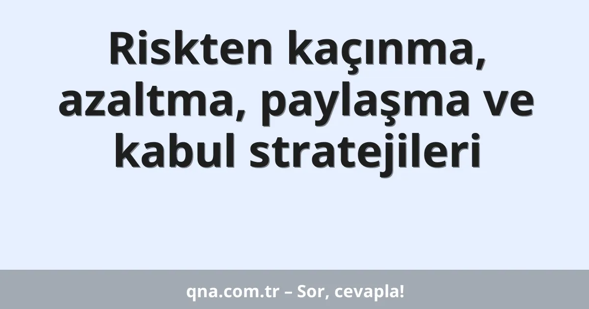 Riskten kaçınma, azaltma, paylaşma ve kabul stratejileri