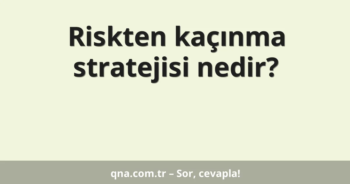 Riskten kaçınma stratejisi nedir?