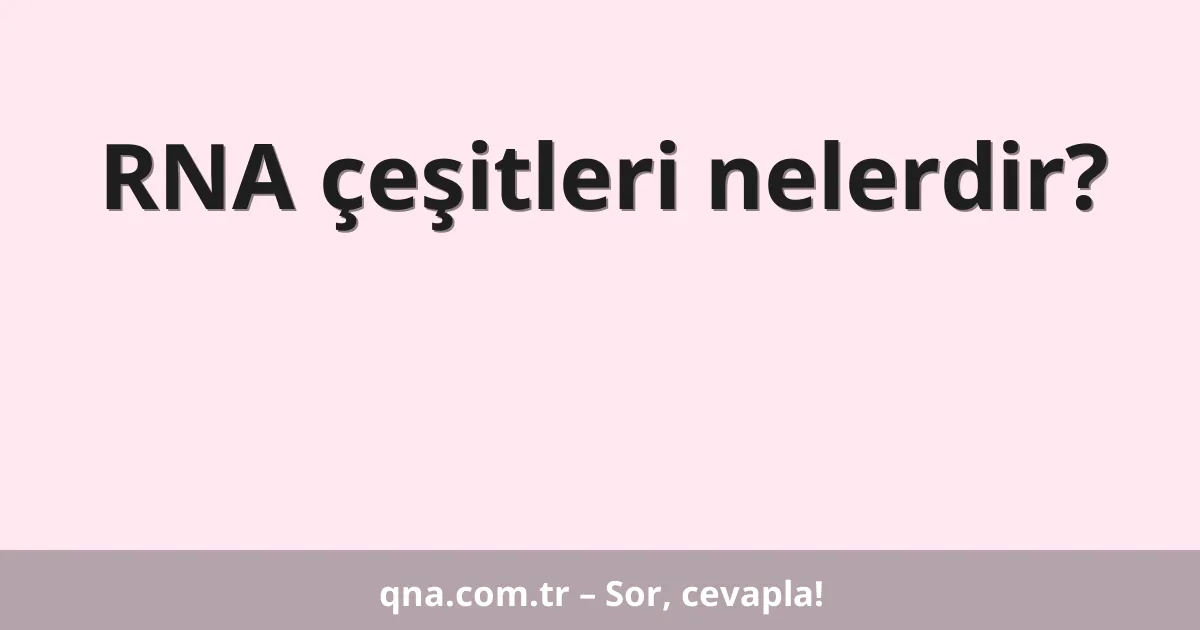 RNA çeşitleri nelerdir?