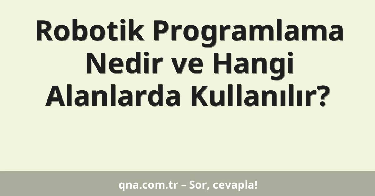 Robotik Programlama Nedir ve Hangi Alanlarda Kullanılır?