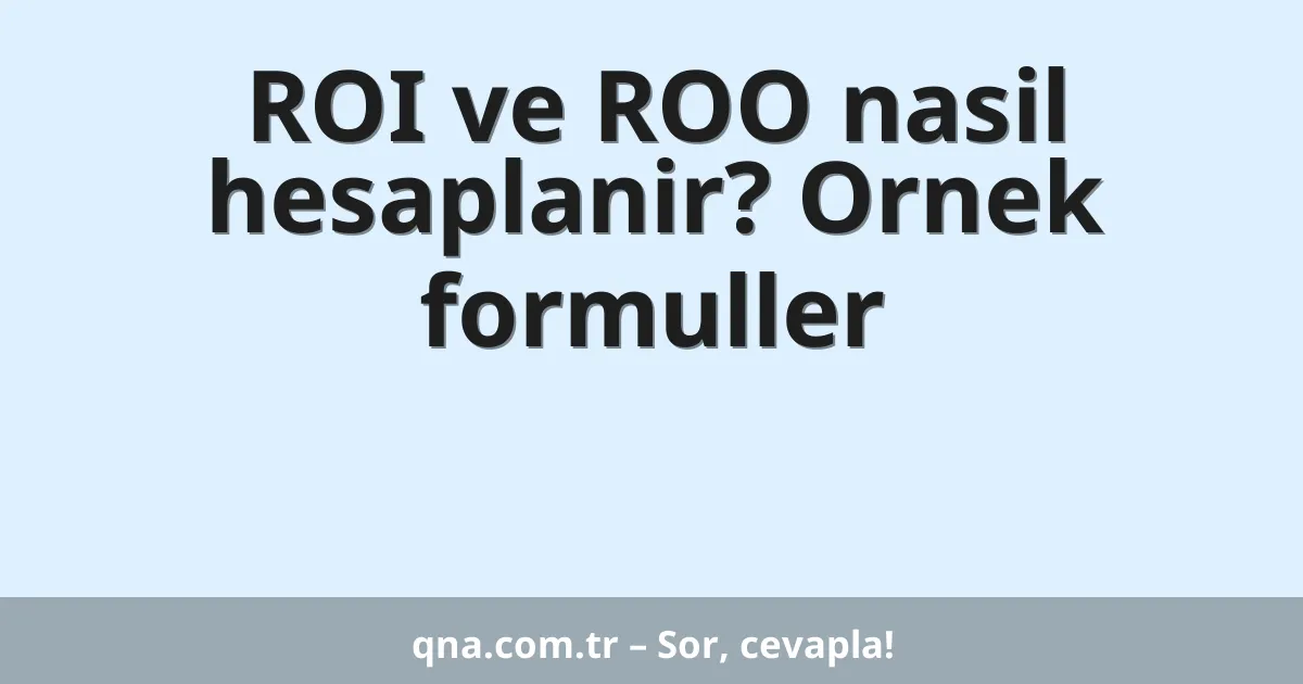 ROI ve ROO nasil hesaplanir? Ornek formuller
