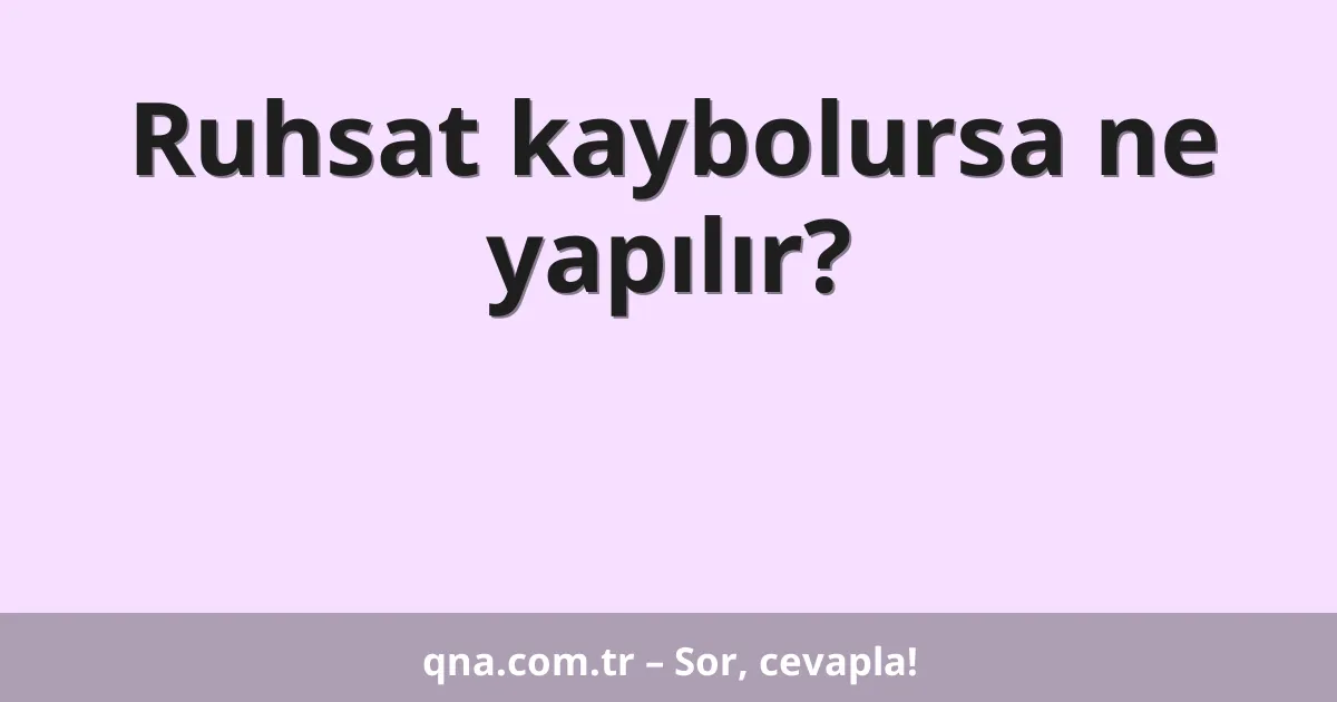 Ruhsat kaybolursa ne yapılır?