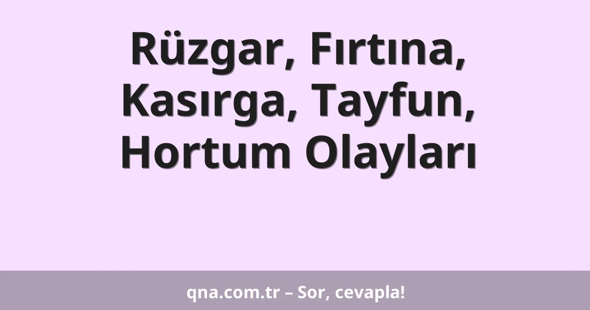 Rüzgar, Fırtına, Kasırga, Tayfun, Hortum Olayları