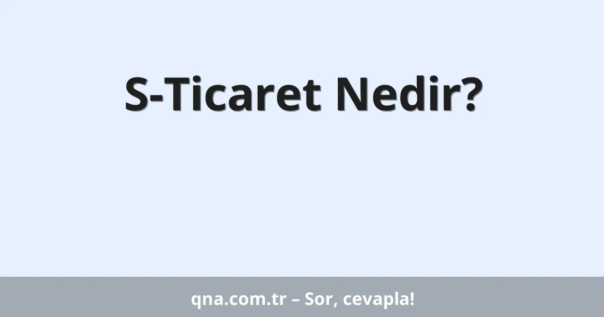S-Ticaret Nedir?
