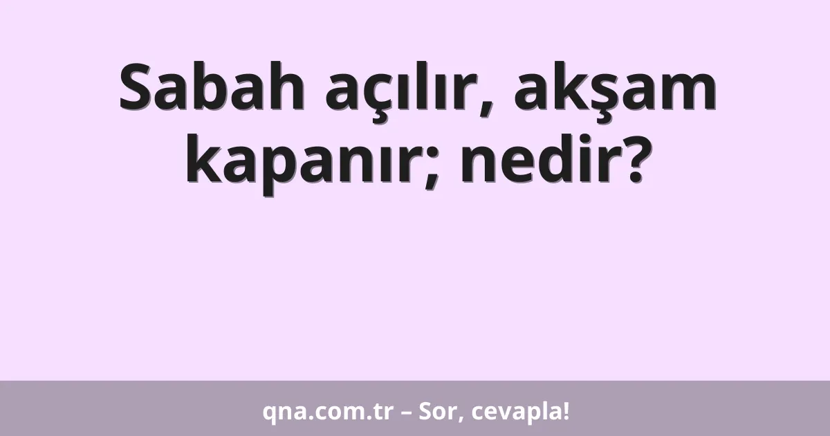 Sabah açılır, akşam kapanır; nedir?