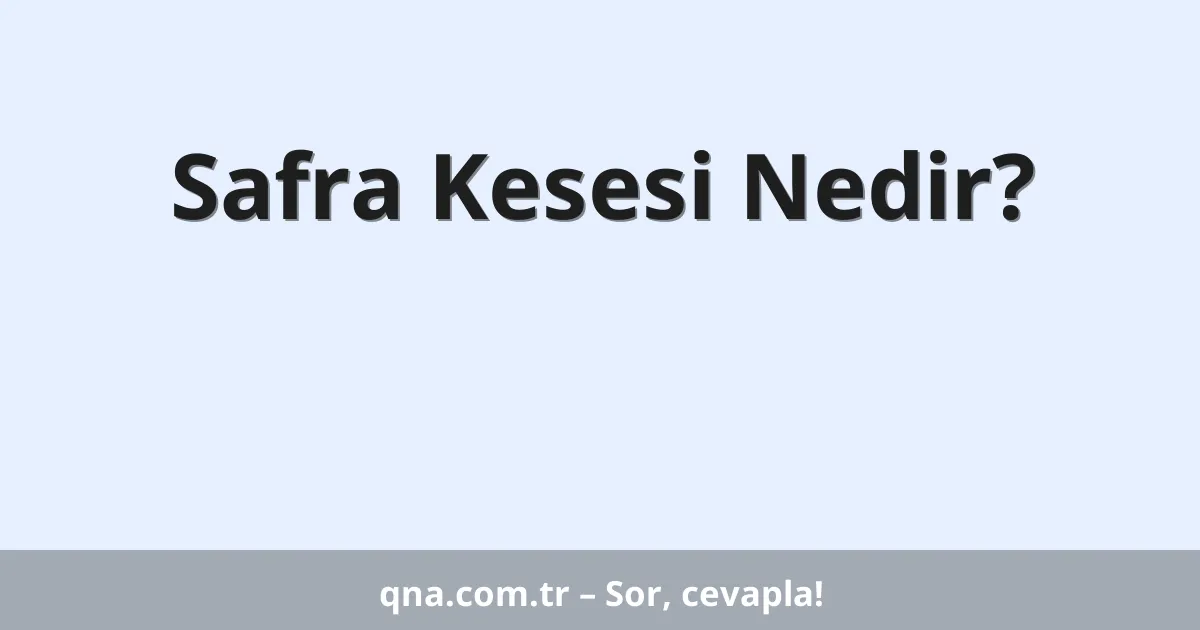 Safra Kesesi Nedir?