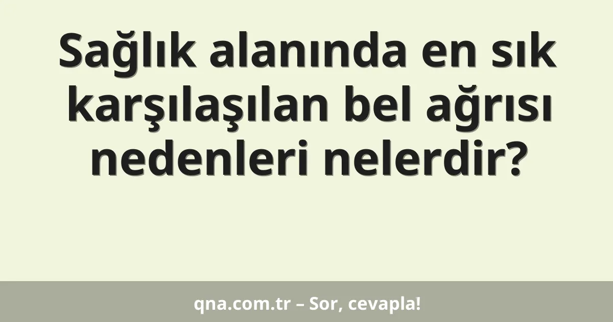 Sağlık alanında en sık karşılaşılan bel ağrısı nedenleri nelerdir?