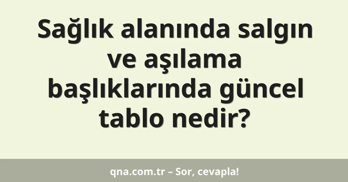 Sağlık alanında salgın ve aşılama başlıklarında güncel tablo nedir?