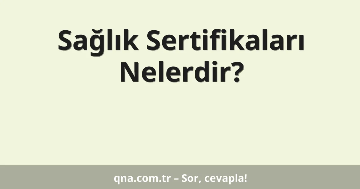 Sağlık Sertifikaları Nelerdir?