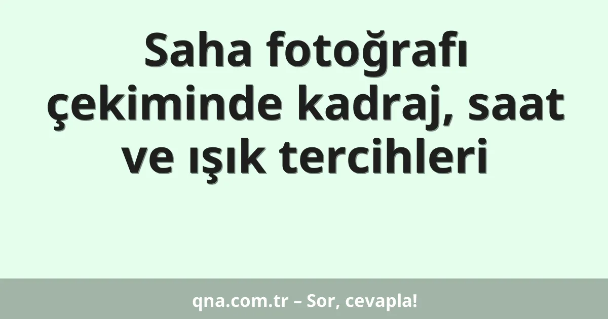 Saha fotoğrafı çekiminde kadraj, saat ve ışık tercihleri