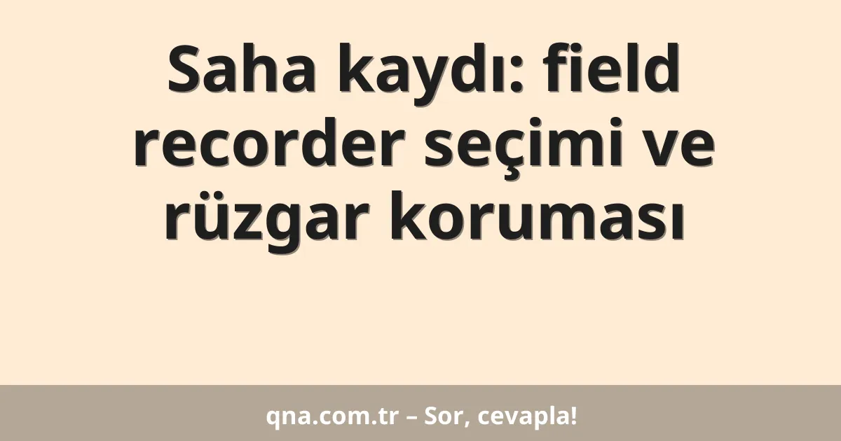 Saha kaydı: field recorder seçimi ve rüzgar koruması