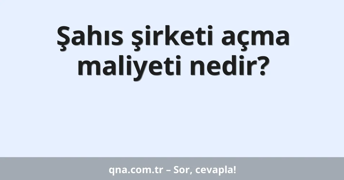 Şahıs şirketi açma maliyeti nedir?