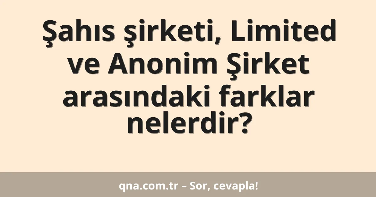 Şahıs şirketi, Limited ve Anonim Şirket arasındaki farklar nelerdir?