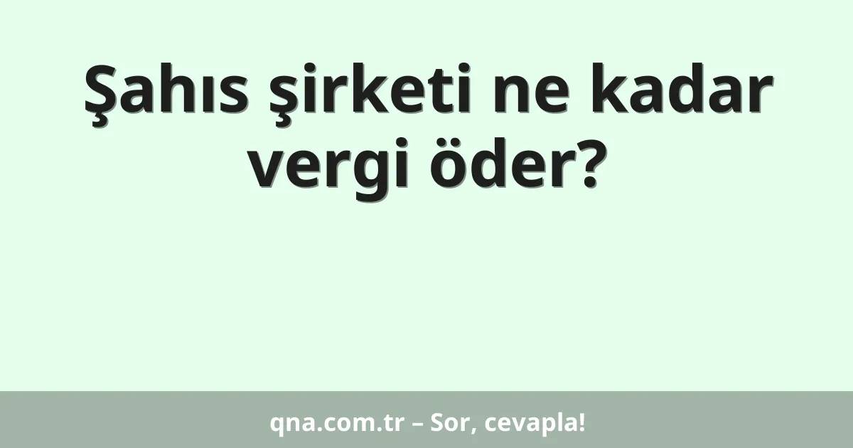 Şahıs şirketi ne kadar vergi öder?