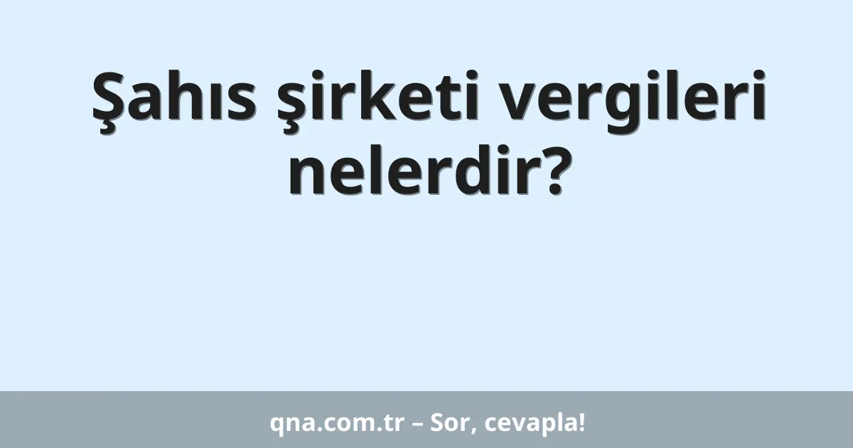 Şahıs şirketi vergileri nelerdir?