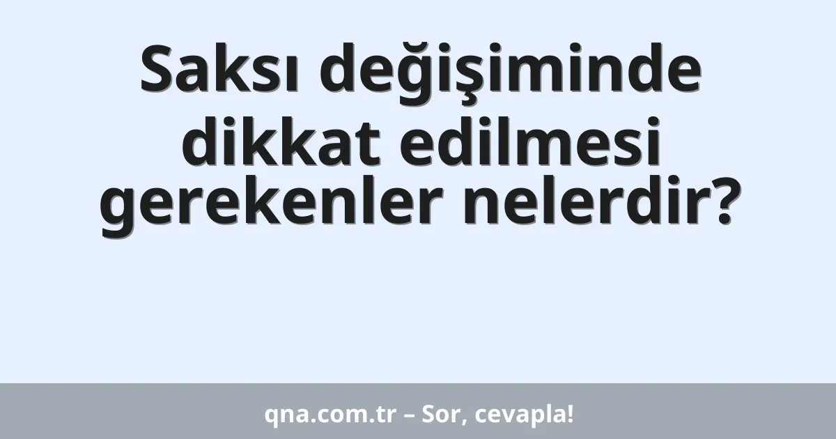 Saksı değişiminde dikkat edilmesi gerekenler nelerdir?