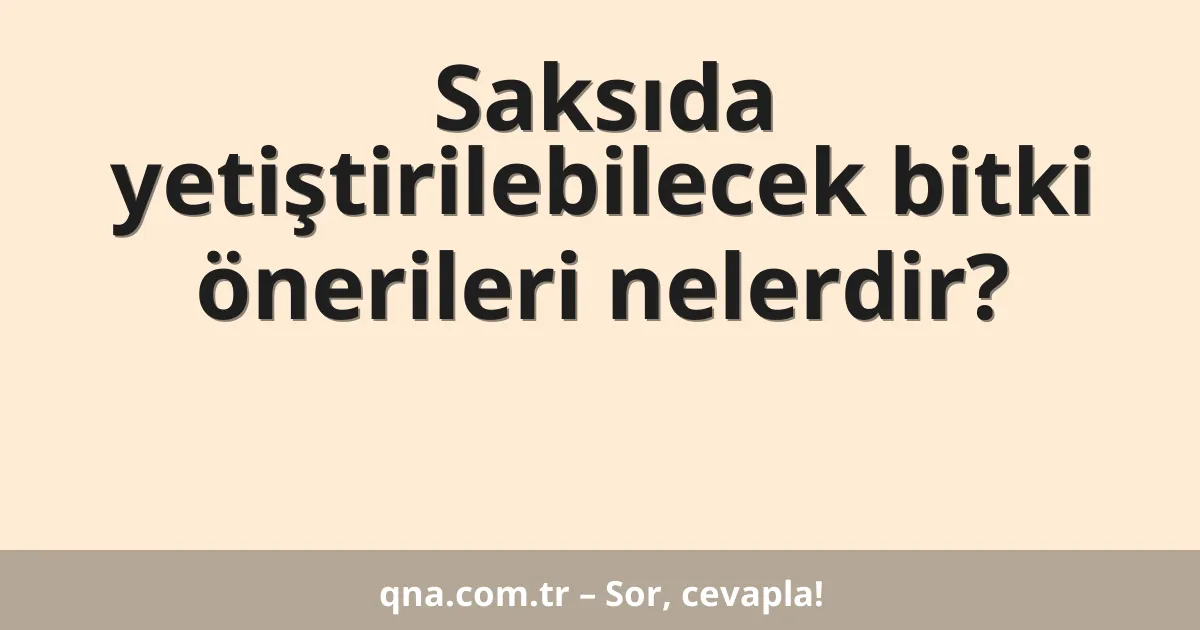 Saksıda yetiştirilebilecek bitki önerileri nelerdir?