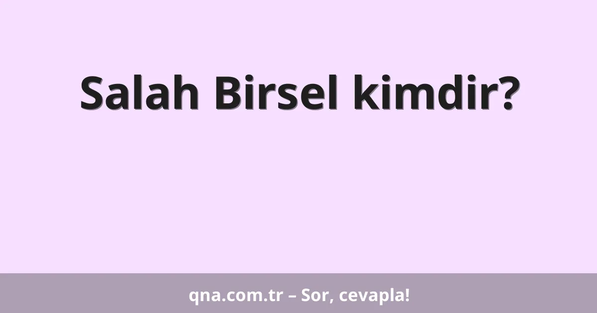 Salah Birsel kimdir?