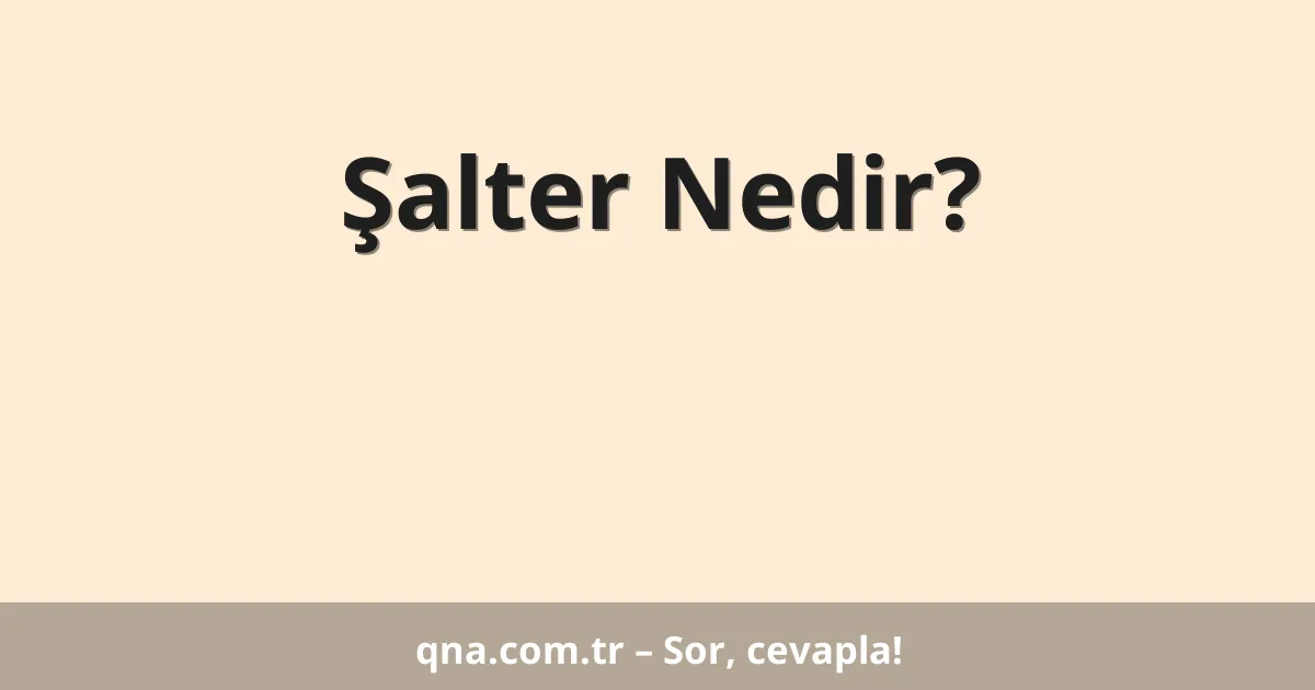 Şalter Nedir?