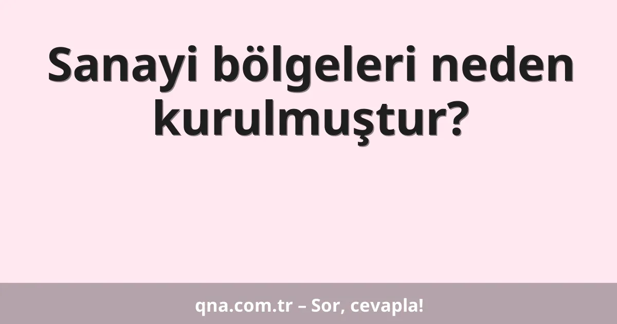 Sanayi bölgeleri neden kurulmuştur?