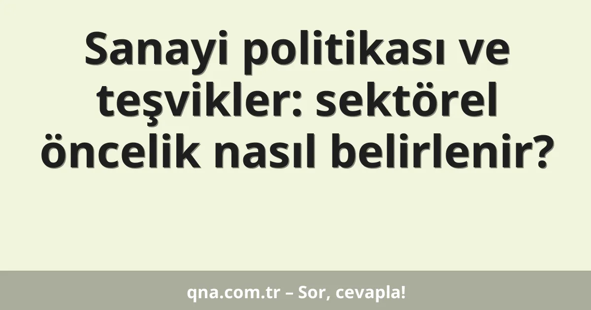 Sanayi politikası ve teşvikler: sektörel öncelik nasıl belirlenir?