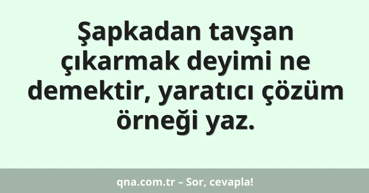 Şapkadan tavşan çıkarmak deyimi ne demektir, yaratıcı çözüm örneği yaz.